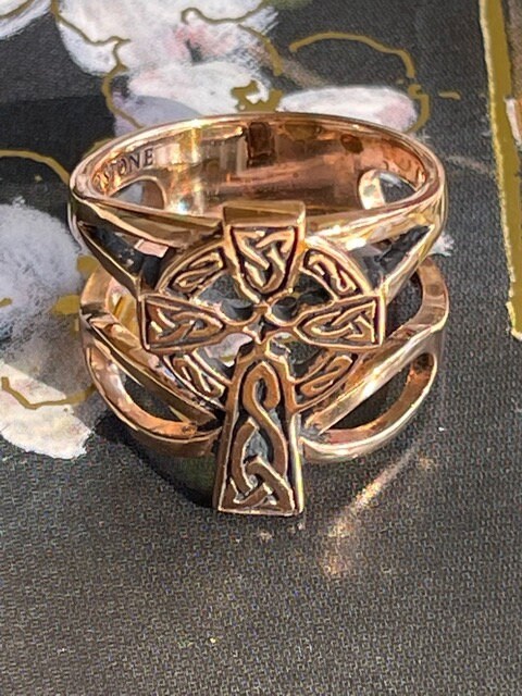Solid Copper Celtic Cross Ring #CRI1952 - 1/2 an inch wide. Available in sizes 6 thru 10.