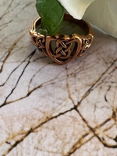 Solid Copper Celtic Band Ring #CRI1695 - 3/8 of an inch wide. - Available in sizes 5 thru 8.