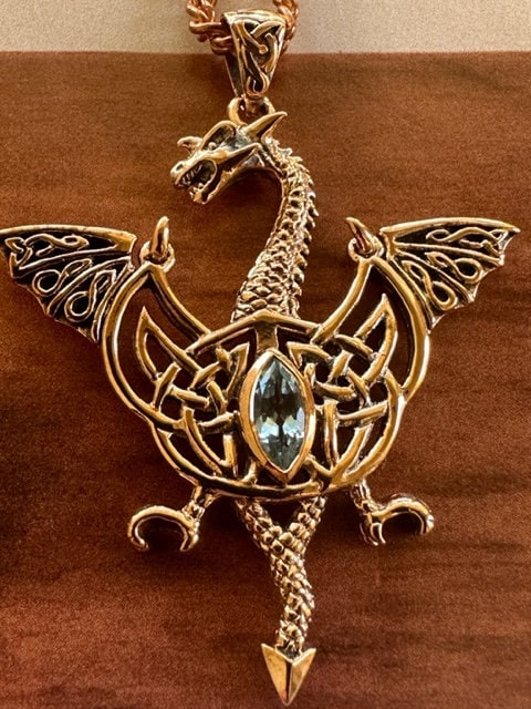 Solid Copper Celtic Dragon Pendant and 20 inch solid copper chain set #CPD5823.